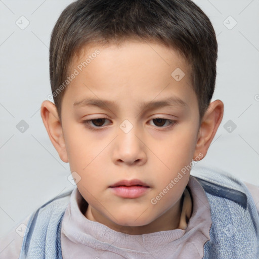 Neutral white child male with short  brown hair and brown eyes