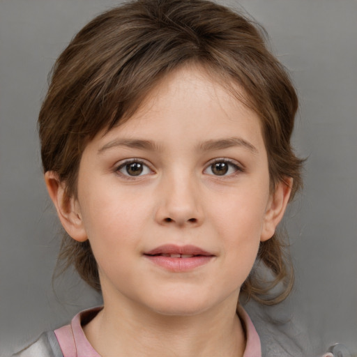 Neutral white child female with medium  brown hair and brown eyes