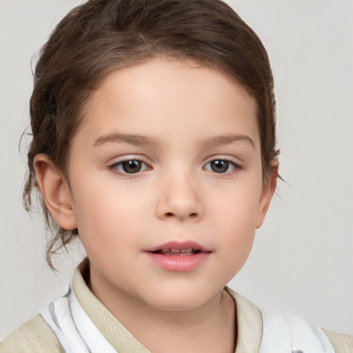 Neutral white child female with medium  brown hair and brown eyes