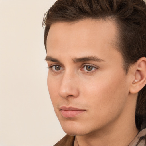 Neutral white young-adult male with medium  brown hair and brown eyes