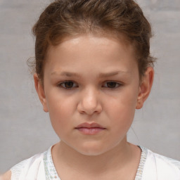 Neutral white child female with short  brown hair and brown eyes