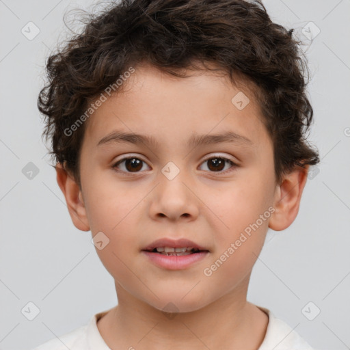 Neutral white child male with short  brown hair and brown eyes