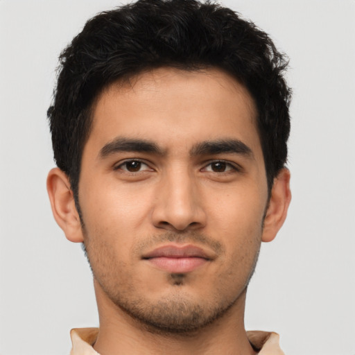 Neutral latino young-adult male with short  brown hair and brown eyes