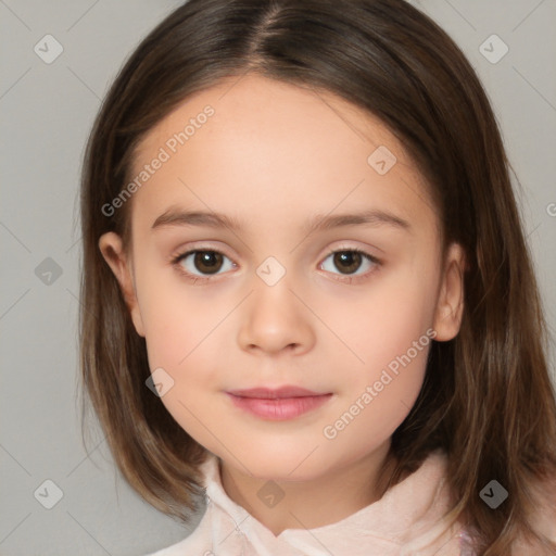 Neutral white child female with medium  brown hair and brown eyes