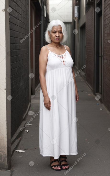 Nepalese middle-aged female with  white hair