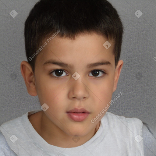 Neutral white child male with short  brown hair and brown eyes