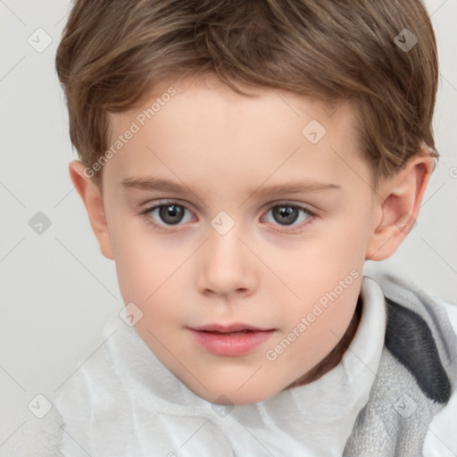 Neutral white child male with short  brown hair and brown eyes