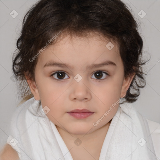 Neutral white child female with medium  brown hair and brown eyes