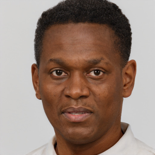 Neutral black young-adult male with short  brown hair and brown eyes