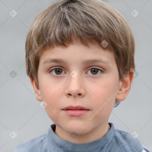 Neutral white child male with short  brown hair and brown eyes