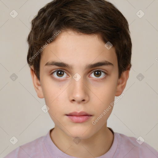 Neutral white child male with short  brown hair and brown eyes