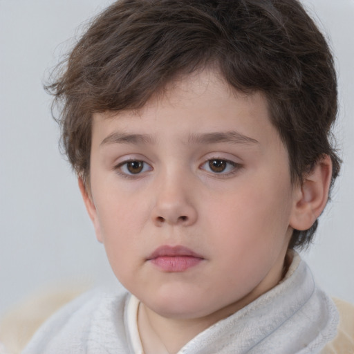 Neutral white child male with short  brown hair and brown eyes