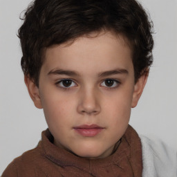 Neutral white child male with short  brown hair and brown eyes