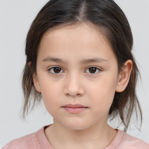 Neutral white child female with medium  brown hair and brown eyes