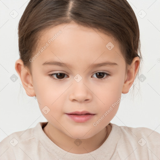 Neutral white child female with short  brown hair and brown eyes