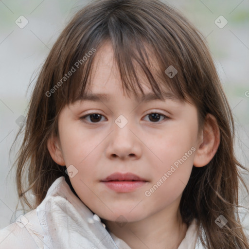 Neutral white child female with medium  brown hair and brown eyes