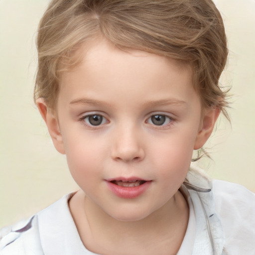 Neutral white child female with medium  brown hair and brown eyes