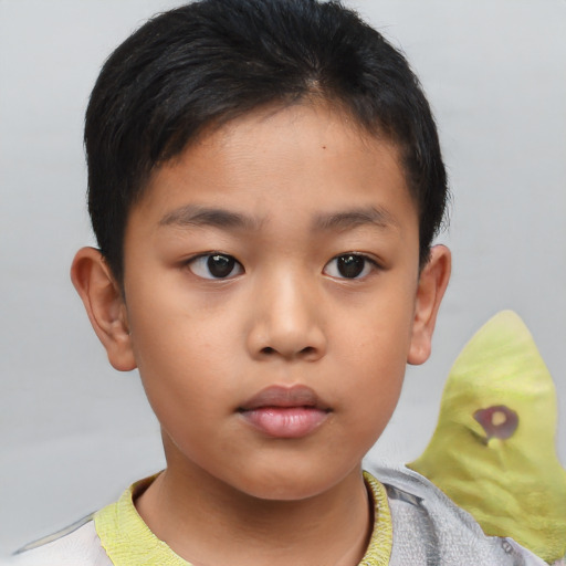 Neutral asian child female with short  brown hair and brown eyes