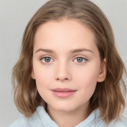 Neutral white young-adult female with medium  brown hair and blue eyes