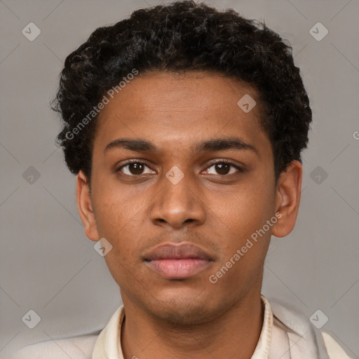 Neutral black young-adult male with short  brown hair and brown eyes