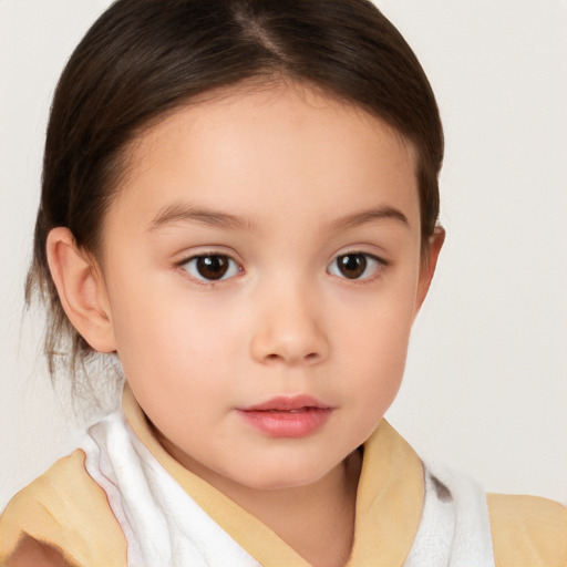 Neutral white child female with medium  brown hair and brown eyes