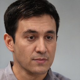 Neutral white adult male with short  brown hair and brown eyes