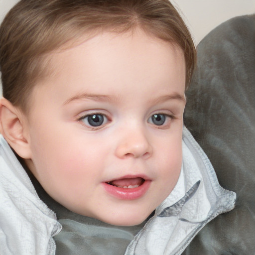 Neutral white child female with short  brown hair and blue eyes