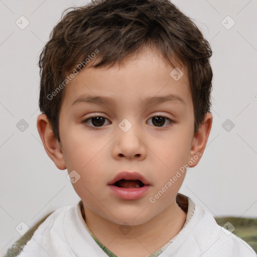 Neutral white child male with short  brown hair and brown eyes