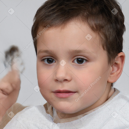 Neutral white child male with short  brown hair and brown eyes