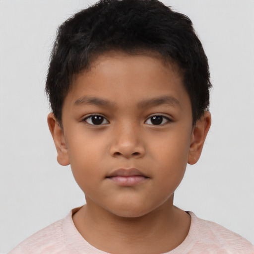 Neutral asian child male with short  brown hair and brown eyes