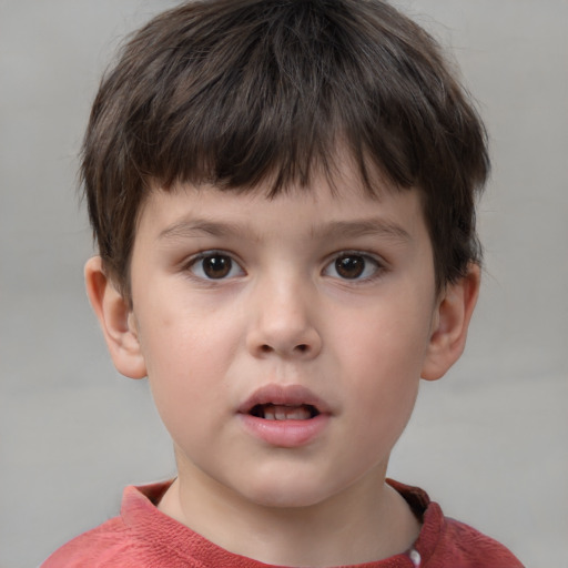 Neutral white child male with short  brown hair and brown eyes