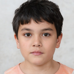 Neutral white child male with short  brown hair and brown eyes