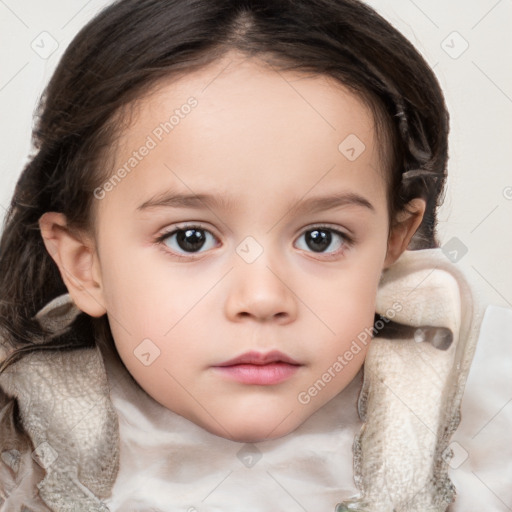 Neutral white child female with medium  brown hair and brown eyes