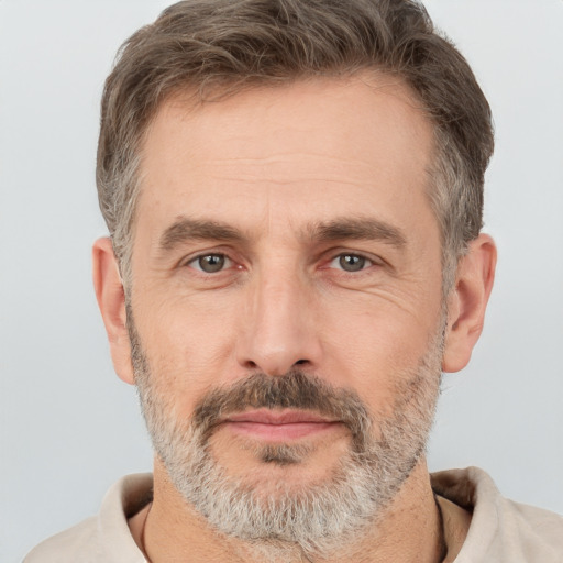 Neutral white adult male with short  brown hair and brown eyes