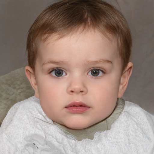 Neutral white child female with short  brown hair and brown eyes