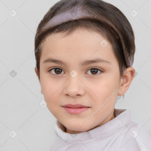 Neutral white child female with short  brown hair and brown eyes