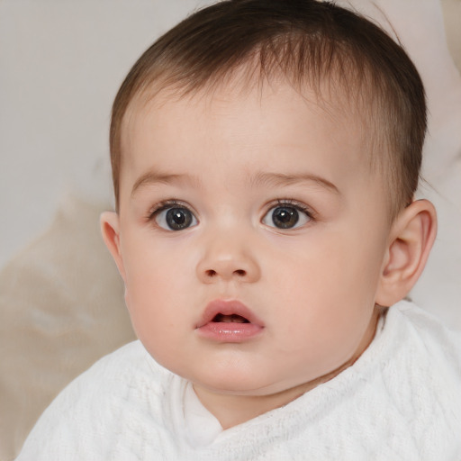 Neutral white child female with short  brown hair and brown eyes