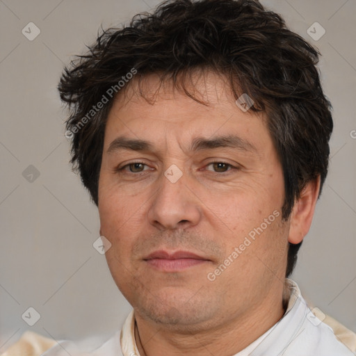 Neutral white adult male with short  brown hair and brown eyes