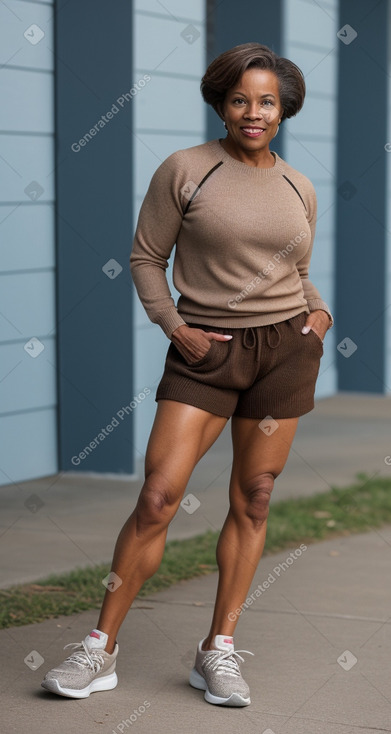 African american middle-aged female with  brown hair