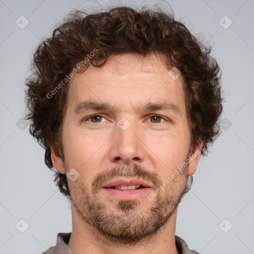 Neutral white adult male with short  brown hair and brown eyes