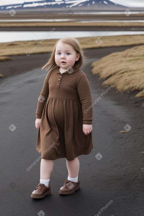 Icelandic infant girl with  brown hair