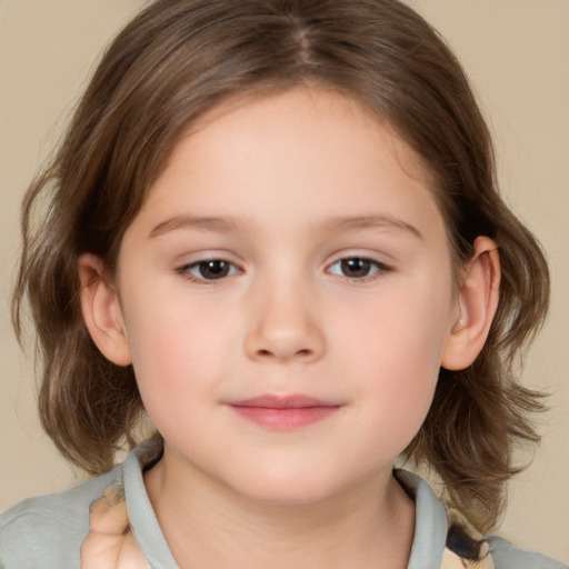 Neutral white child female with medium  brown hair and brown eyes