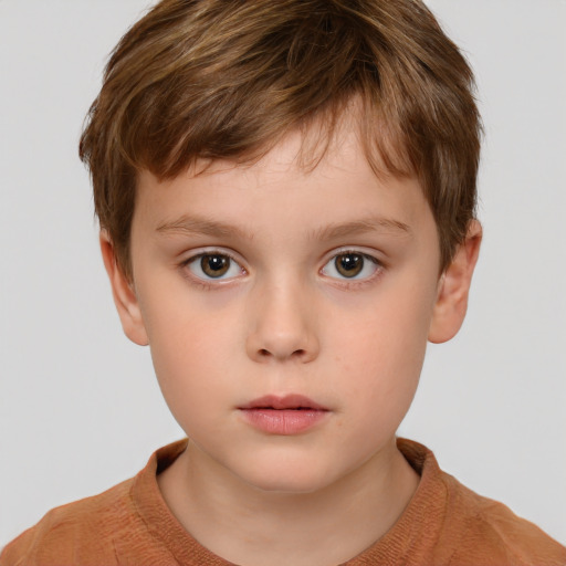 Neutral white child male with short  brown hair and brown eyes