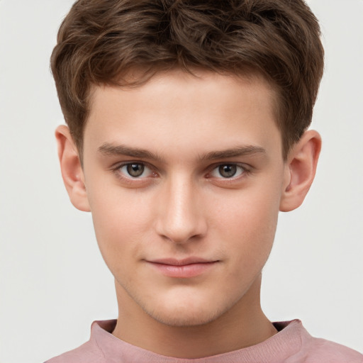 Neutral white child male with short  brown hair and brown eyes