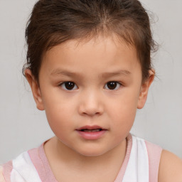 Neutral white child female with short  brown hair and brown eyes