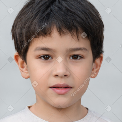 Neutral white child male with short  brown hair and brown eyes