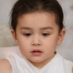 Neutral white child female with short  brown hair and brown eyes