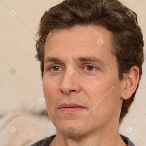 Neutral white adult male with short  brown hair and brown eyes