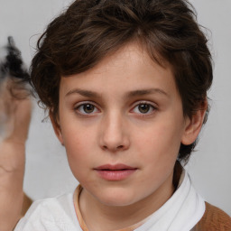 Neutral white child female with medium  brown hair and brown eyes