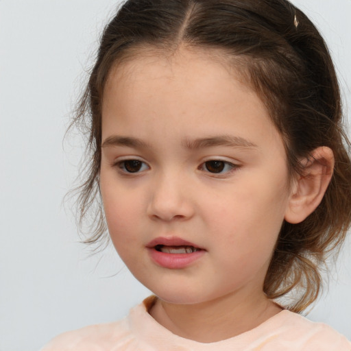 Neutral white child female with medium  brown hair and brown eyes